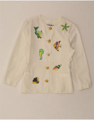 CHRISTIAN LLINARES Womens Graphic 5 Button Blazer Jacket IT 40 Small White