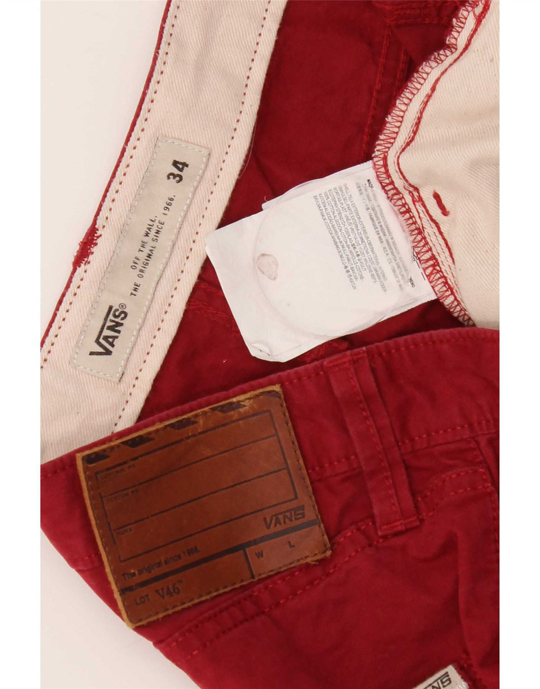 Vans Mens Slim Casual Trousers W34 L31 Red Cotton