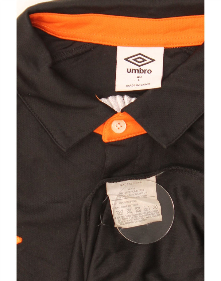 Umbro Mens Spartans Graphic Polo Shirt Large Black Colourblock Polyester
