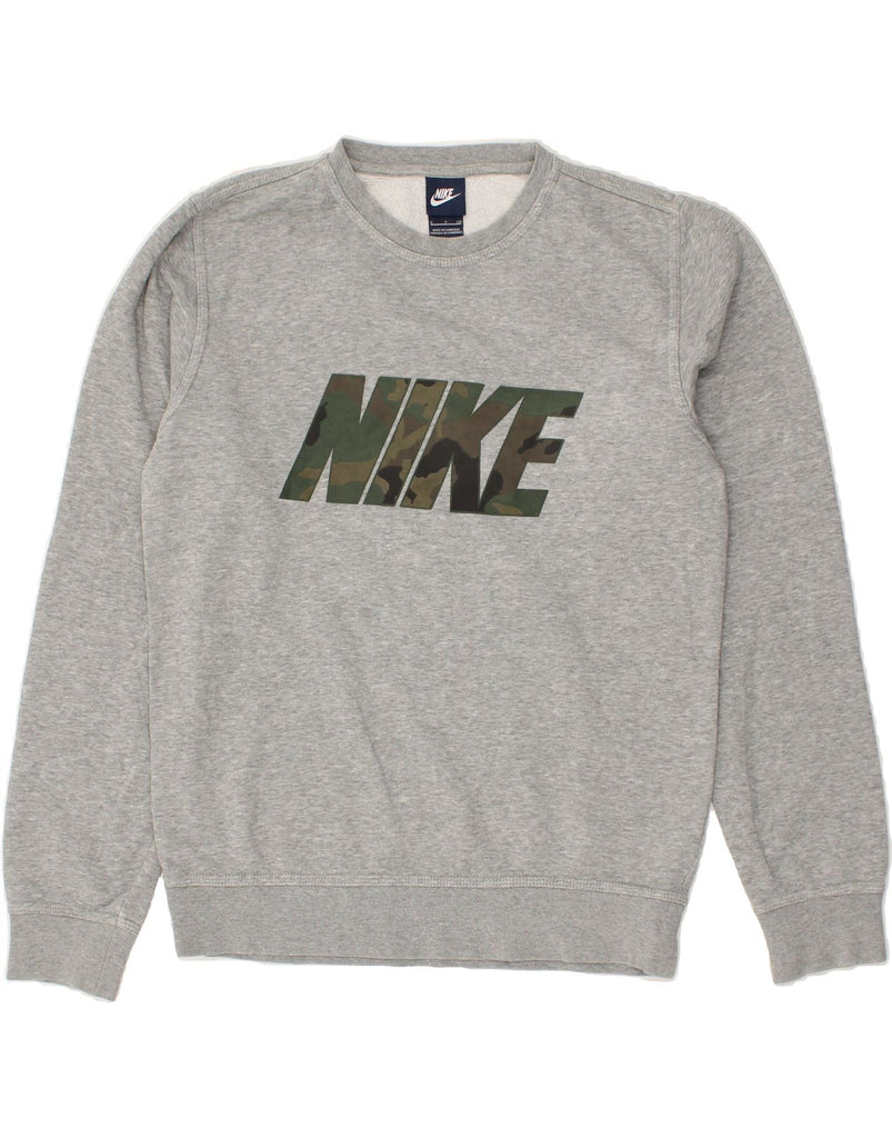NIKE Mens Graphic Sweatshirt Jumper Small Grey Cotton | Vintage Nike | Thrift | Second-Hand Nike | Used Clothing | Messina Hembry 