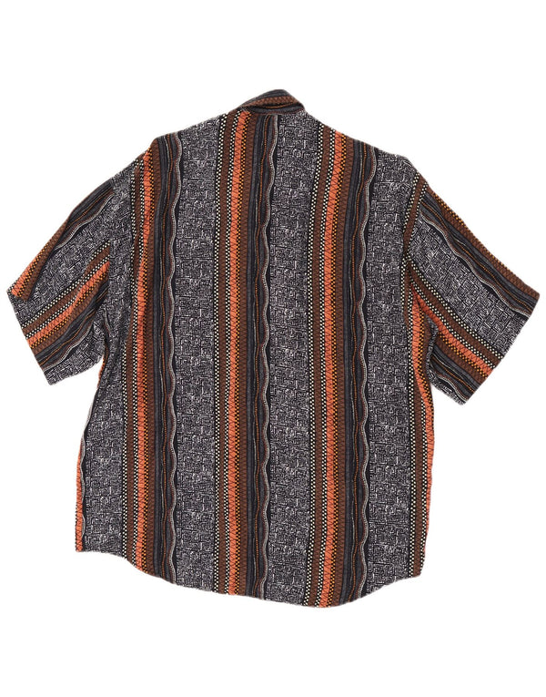 Kantaros Mens Short Sleeve Shirt Medium Multicoloured Geometric Viscose