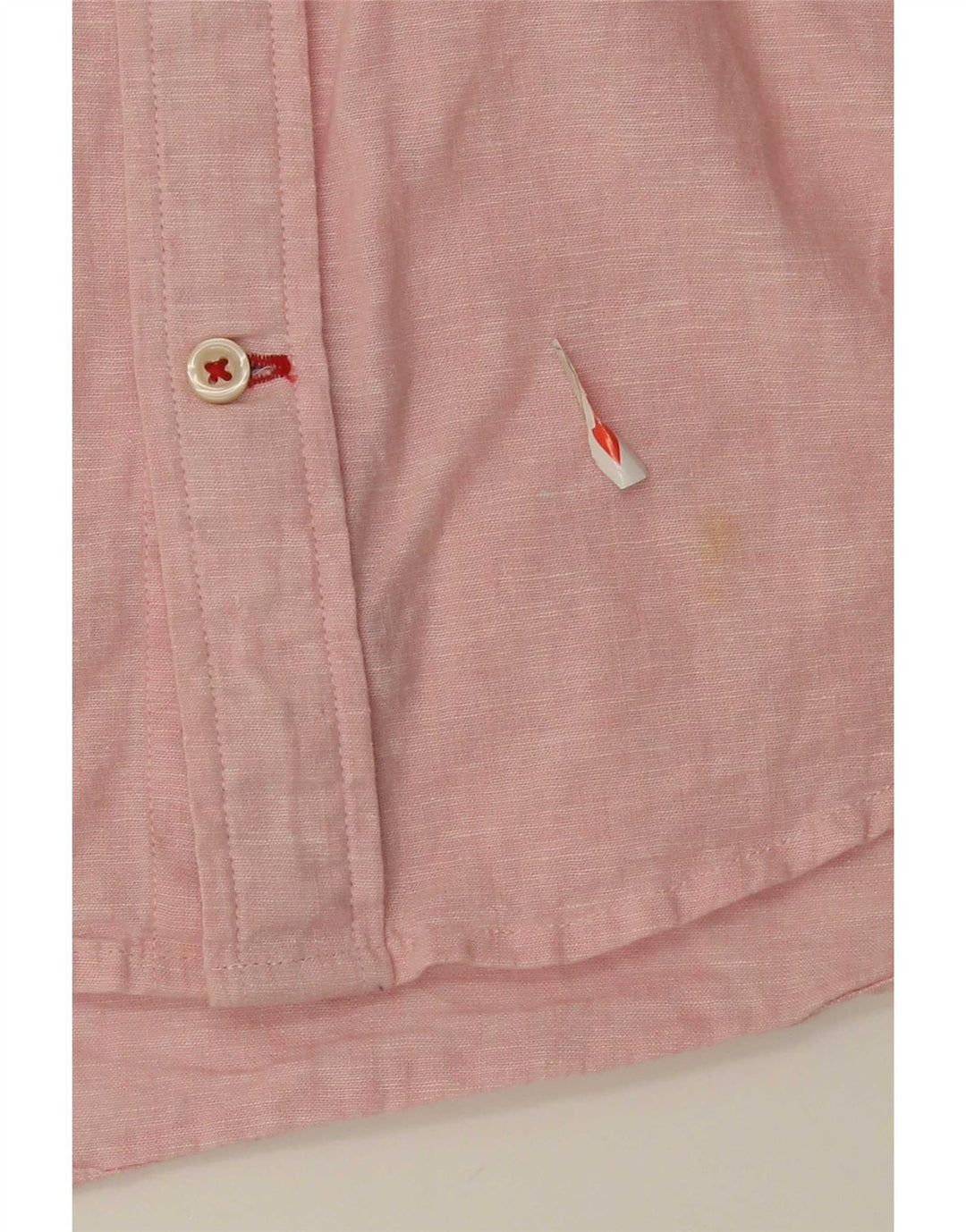 Tommy Hilfiger Mens Short Sleeve Regular Fit Shirt Small Pink Linen