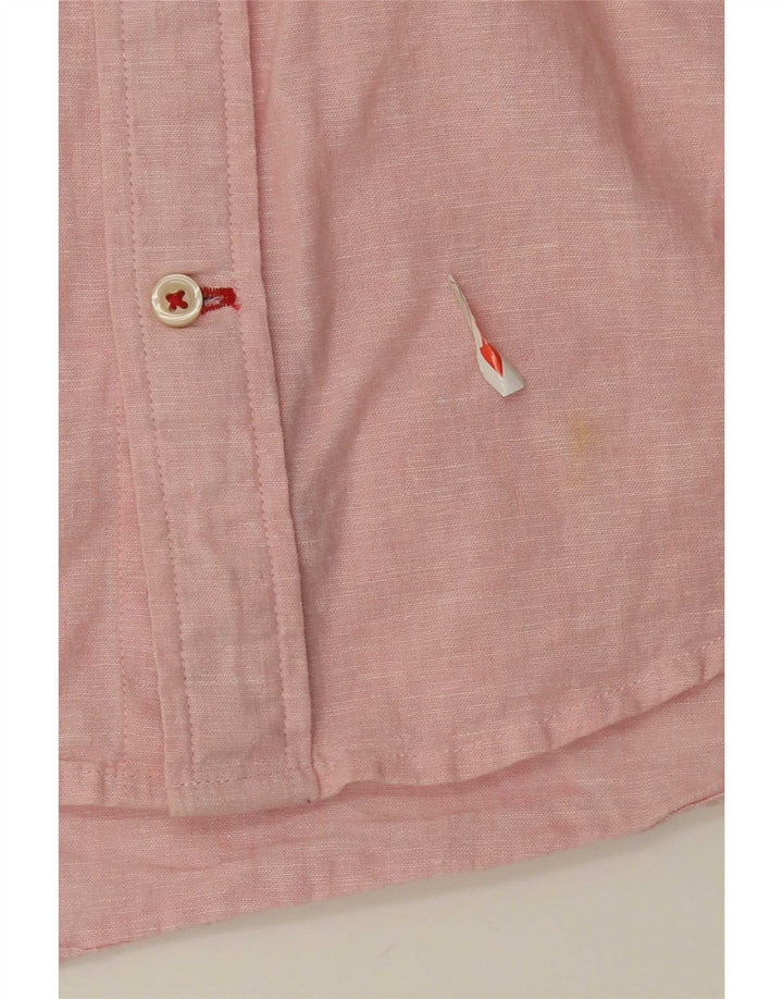 Tommy Hilfiger Mens Short Sleeve Regular Fit Shirt Small Pink Linen