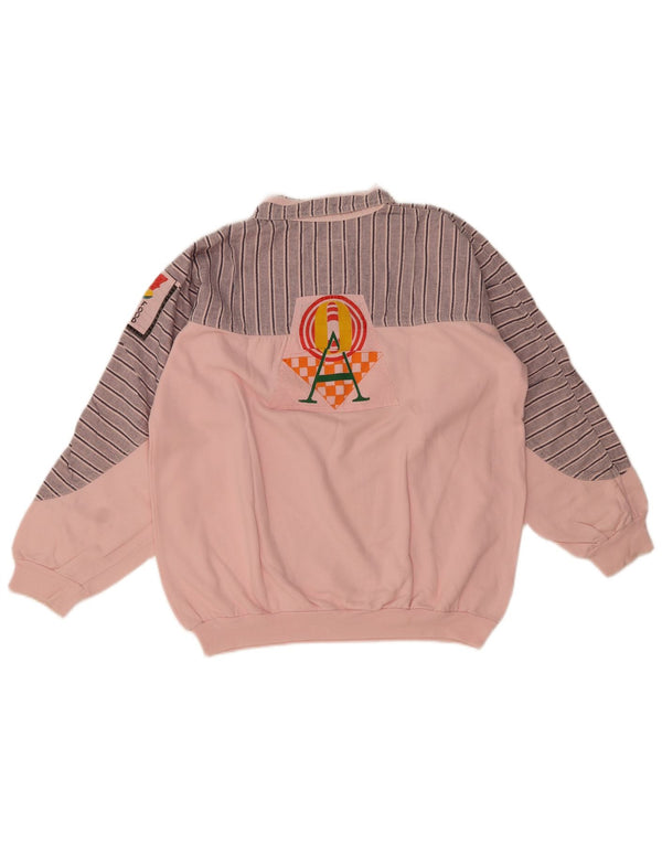 Vintage Womens Oversized Graphic Sweatshirt Jumper UK 14 Medium Pink
