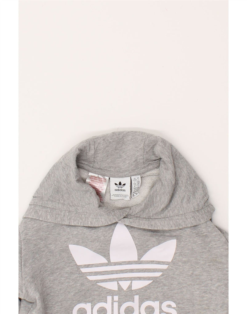 ADIDAS Boys Graphic Hoodie Jumper 9-10 Years Grey Cotton | Vintage Adidas | Thrift | Second-Hand Adidas | Used Clothing | Messina Hembry 