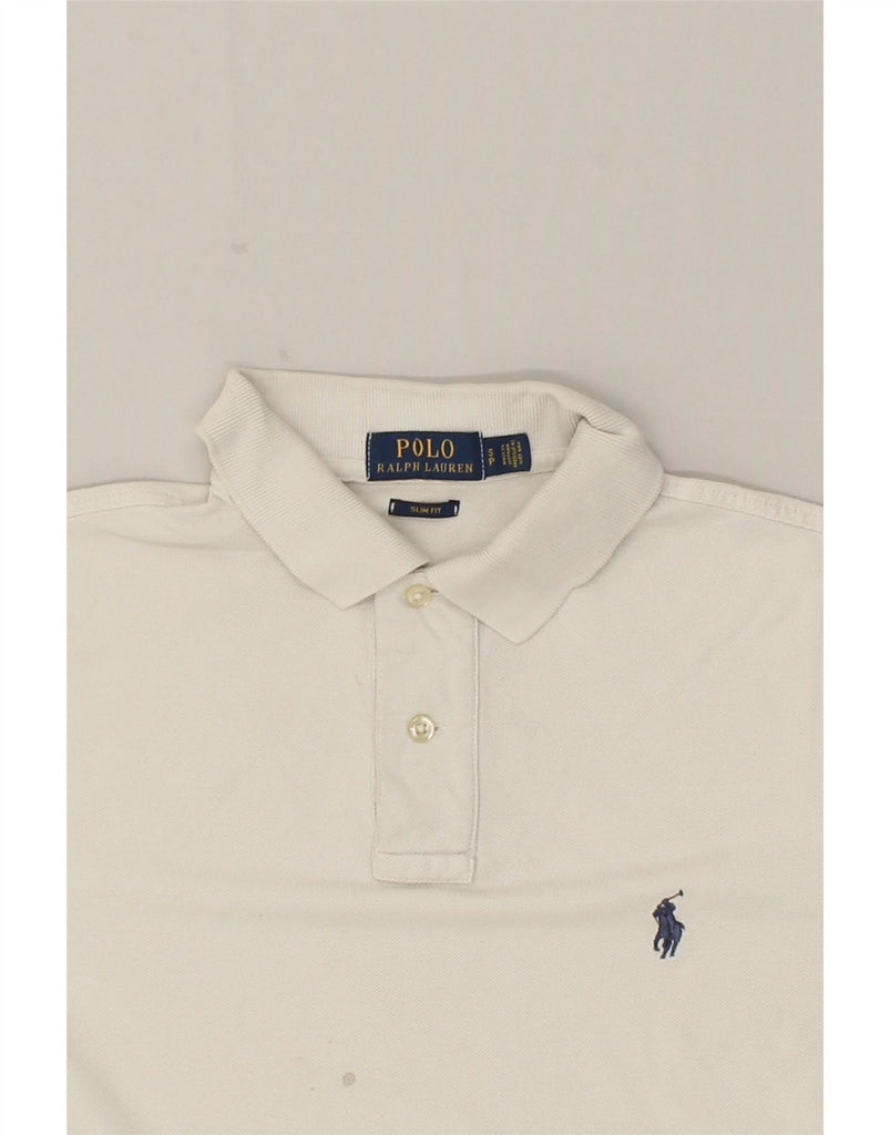 POLO RALPH LAUREN Mens Slim Fit Polo Shirt Small Off White Cotton | Vintage Polo Ralph Lauren | Thrift | Second-Hand Polo Ralph Lauren | Used Clothing | Messina Hembry 