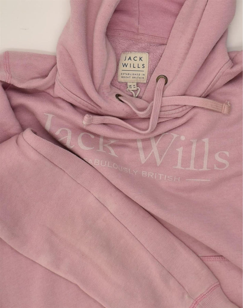 JACK WILLS Womens Hoodie Jumper UK 14 Large Pink Cotton | Vintage Jack Wills | Thrift | Second-Hand Jack Wills | Used Clothing | Messina Hembry 