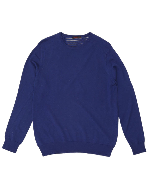 Carrera Mens Crew Neck Jumper Sweater Medium Blue Wool
