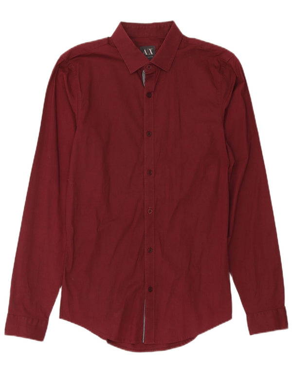 Armani Exchange Mens Super Slim Fit Shirt Small Burgundy Cotton