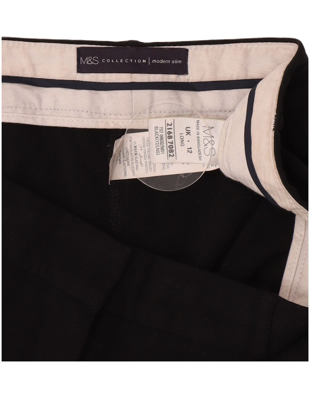 Marks & Spencer Womens Modern Slim Suit Trousers UK 12 Medium W30 L31 Black