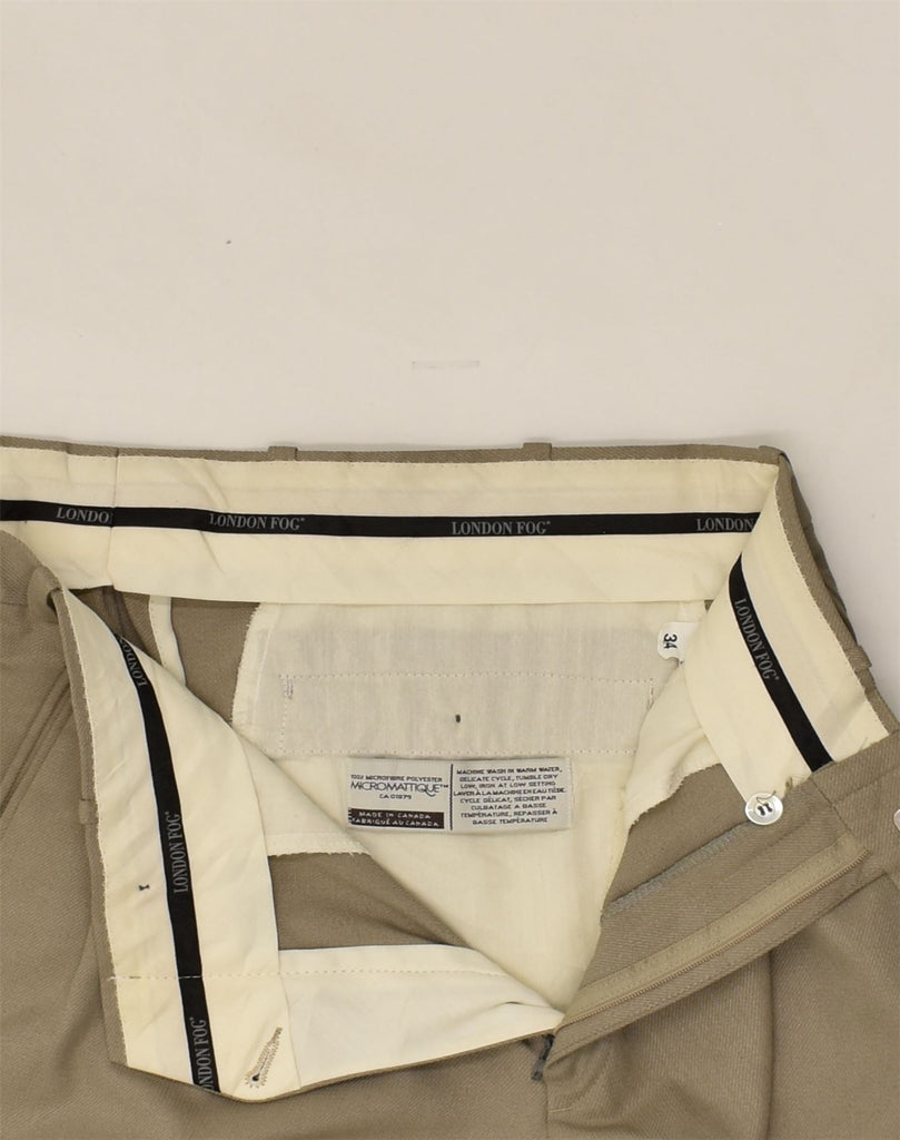 LONDON FOG Mens Slim Pegged Suit Trousers W34 L33  Beige Polyester | Vintage London Fog | Thrift | Second-Hand London Fog | Used Clothing | Messina Hembry 