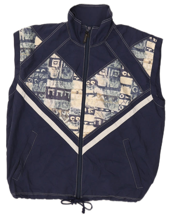 Active Mens Sleeveless Tracksuit Top Jacket Small Navy Blue Colourblock