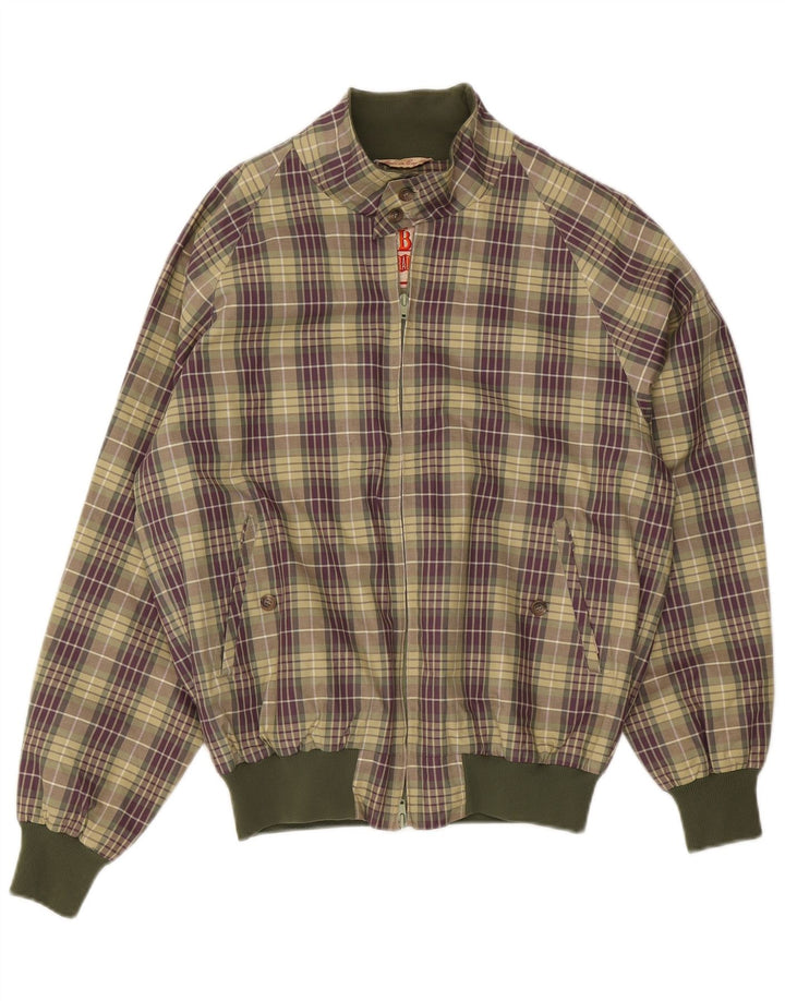 Baracuta Mens Bomber Jacket UK 40 Large Green Check Cotton