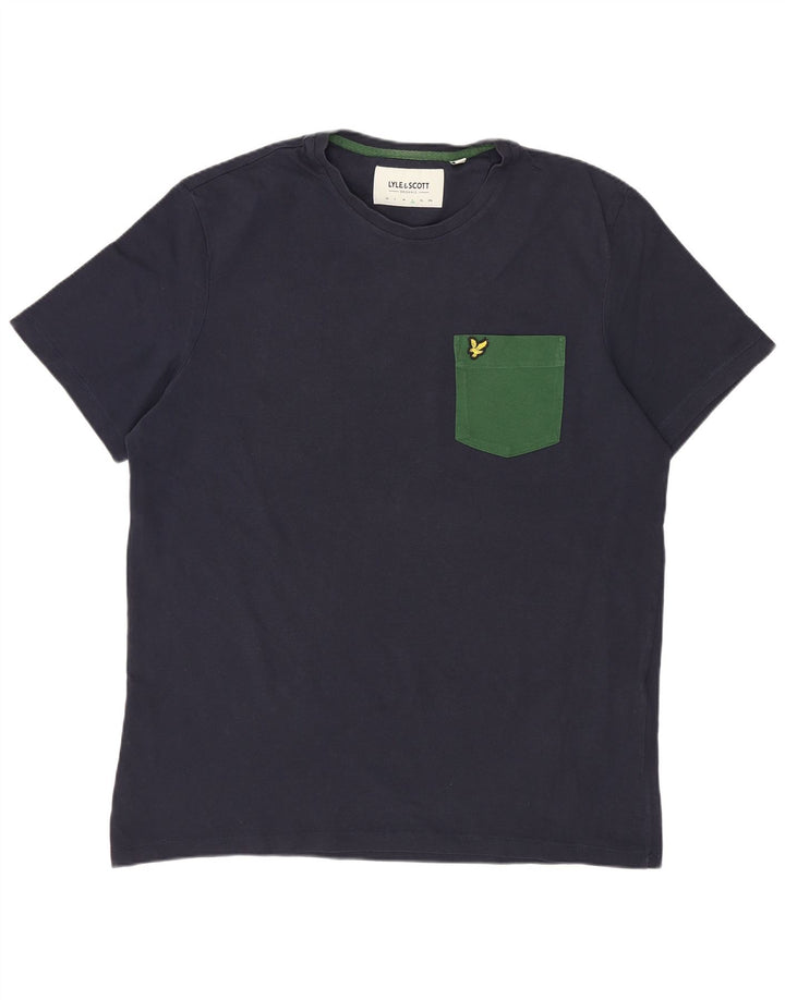 Lyle & Scott Mens T-Shirt Top Large Navy Blue Cotton