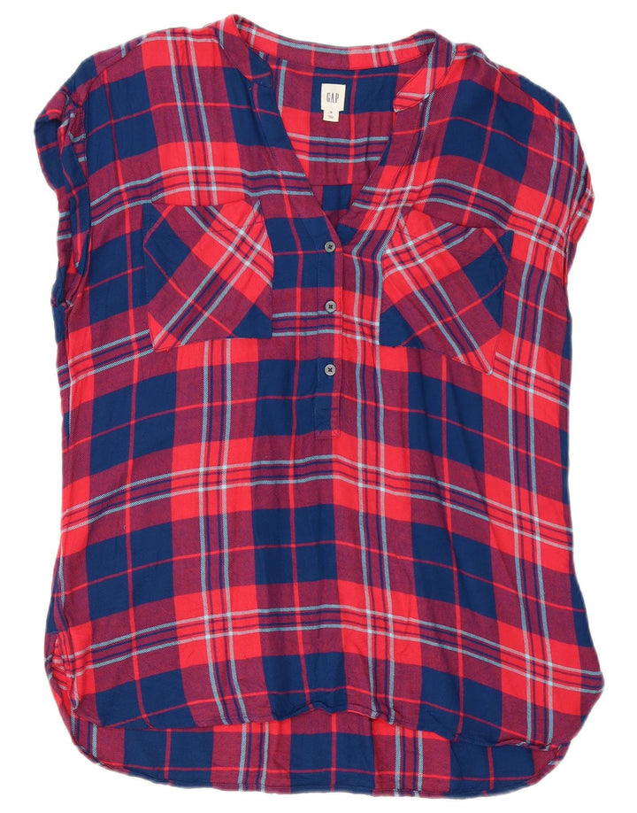Gap Womens Blouse Top UK 14 Medium Red Check Viscose