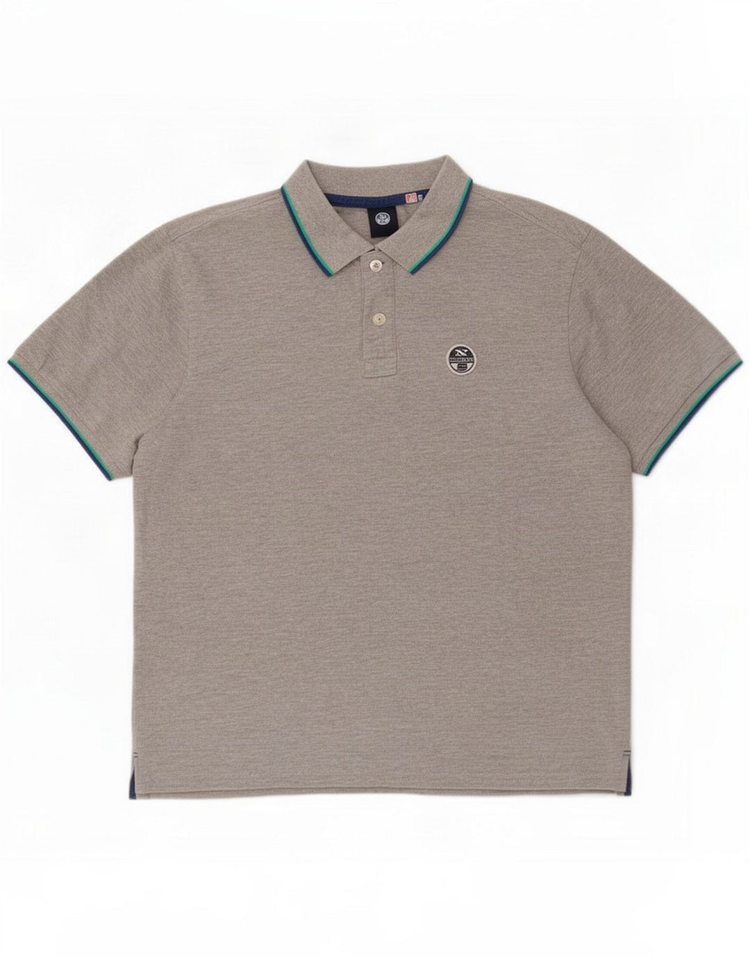 North Sails Mens Polo Shirt Medium Grey Striped Cotton