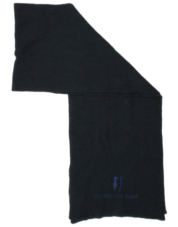 Trussardi Mens Graphic Knit Rectangle Scarf One Size Navy Blue Designer