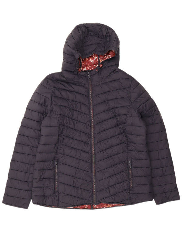 Fat Face Womens Hooded Oversized Padded Jacket UK 18 XL Navy Blue Nylon