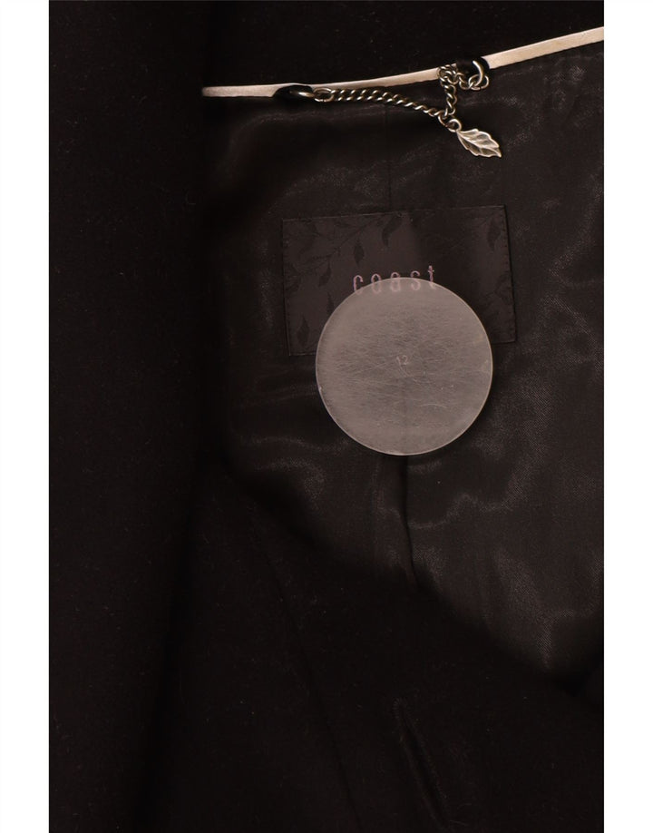 Coast Womens Double Breasted Coat UK 12 Medium  Black Wool