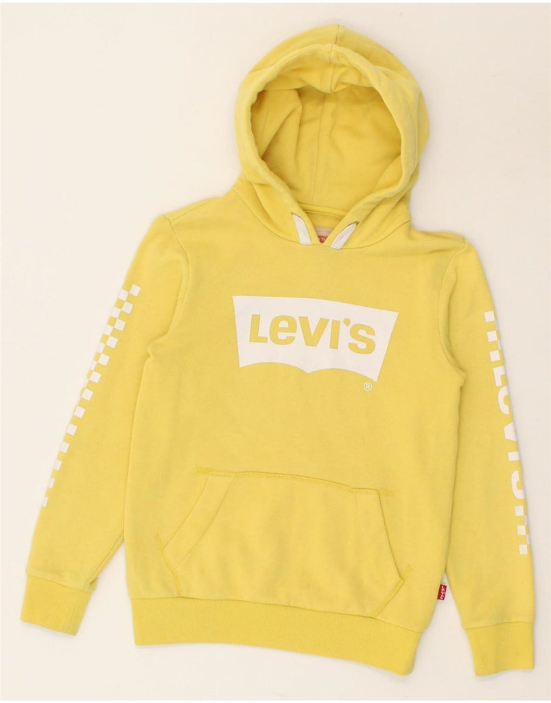 LEVI'S Girls Graphic Hoodie Jumper 9-10 Years Yellow Cotton Vintage Levi's and Second-Hand Levi's from Messina Hembry 