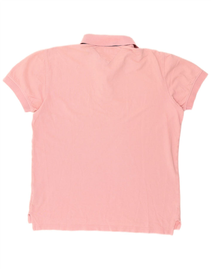 TOMMY HILFIGER Mens Polo Shirt Medium Pink Cotton