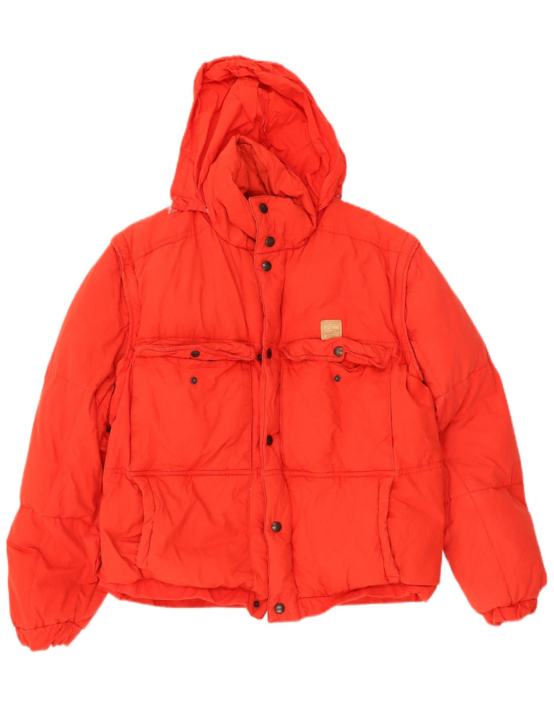 Vintage Mens Hooded Padded Jacket UK 40 Large Red Cotton