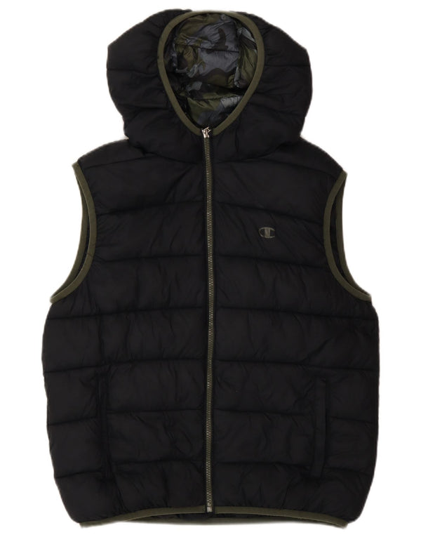 Champion Boys Hooded Padded Gilet 13-14 Years XL Black Polyester