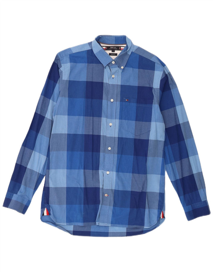 Tommy Hilfiger Mens Regular Fit Shirt Large Blue Gingham Cotton