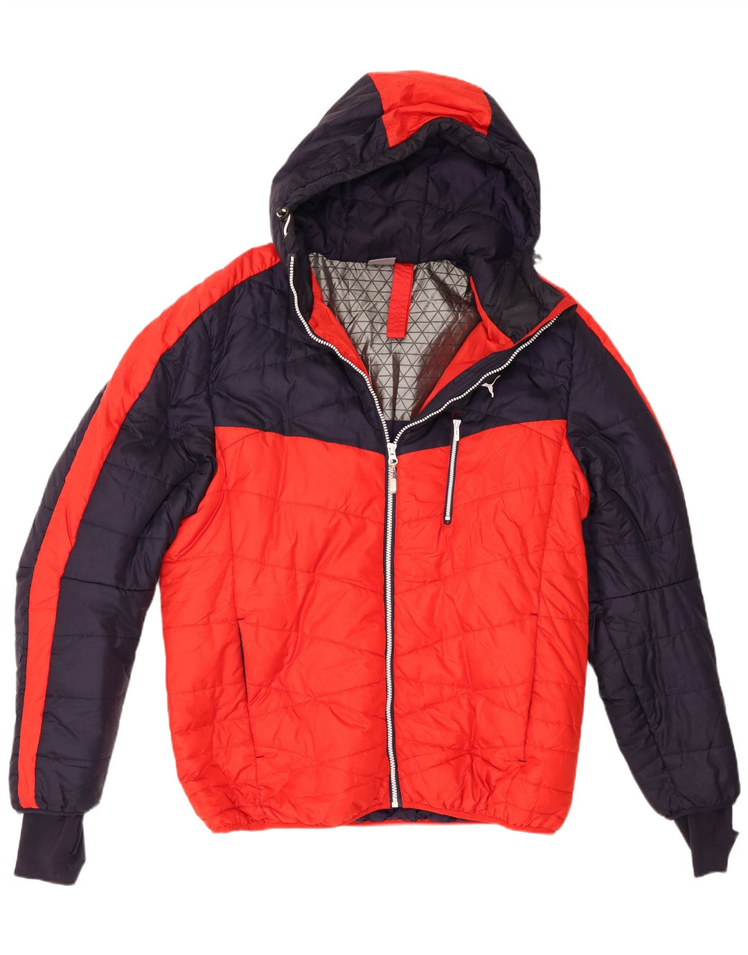 Puma Mens Hooded Padded Jacket UK 40 Large Red Colourblock Polyester