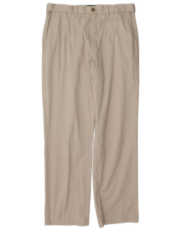 Marks & Spencer Mens Straight Chino Trousers W34 L33 Beige Cotton