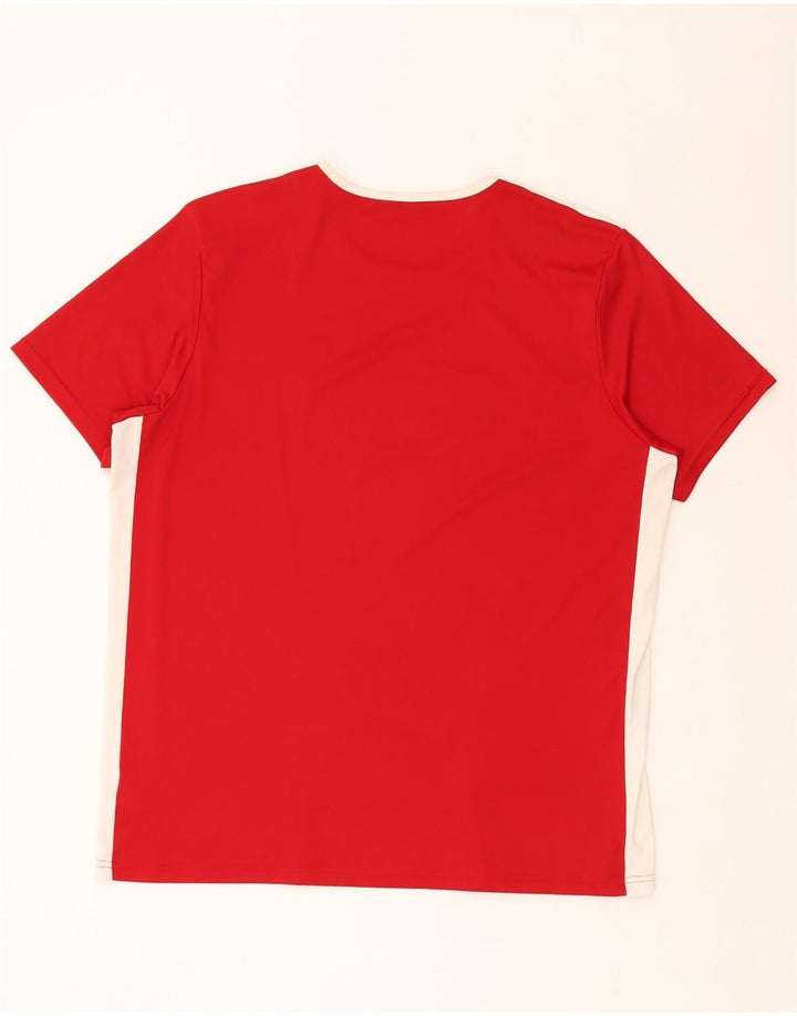 ADIDAS Mens Climalite T-Shirt Top XL Red Colourblock Polyester
