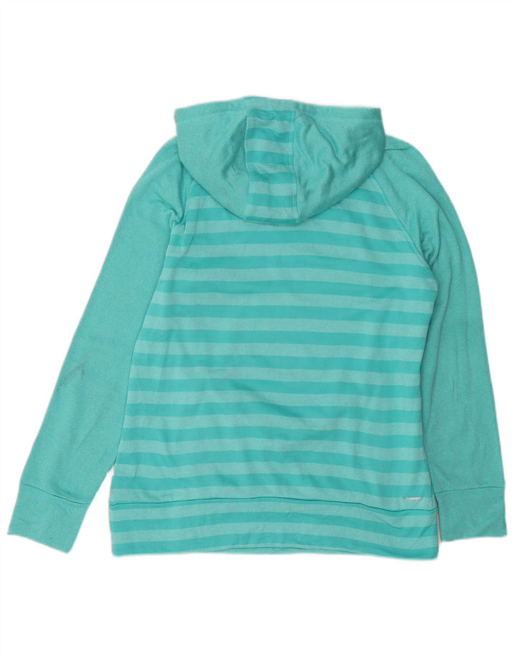 Adidas Mens Hoodie Jumper Large Turquoise Striped Polyester