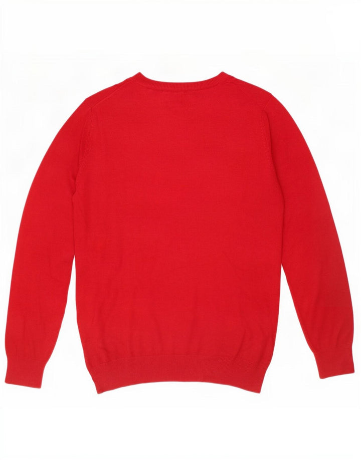 Zara Womens V-Neck Jumper Sweater UK 16 Large Red Viscose