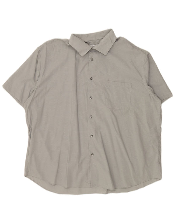 Calvin Klein Mens Short Sleeve Shirt Size 18 18 1/2 2XL Grey Spotted