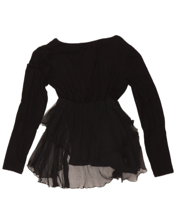 Germano Zama Womens Long Sleeve Asymmetric Blouse Top UK 14 Large Black