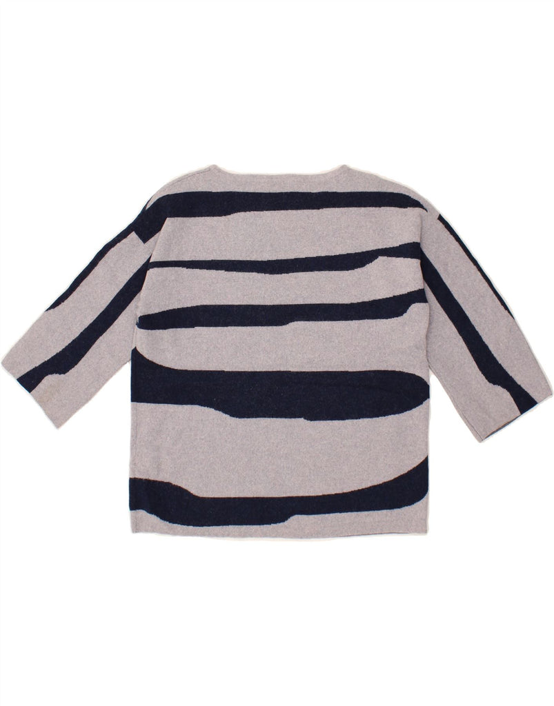JIGSAW Womens Boat Neck Jumper Sweater UK 14 Medium Blue Colourblock Vintage Jigsaw and Second-Hand Jigsaw from Messina Hembry 