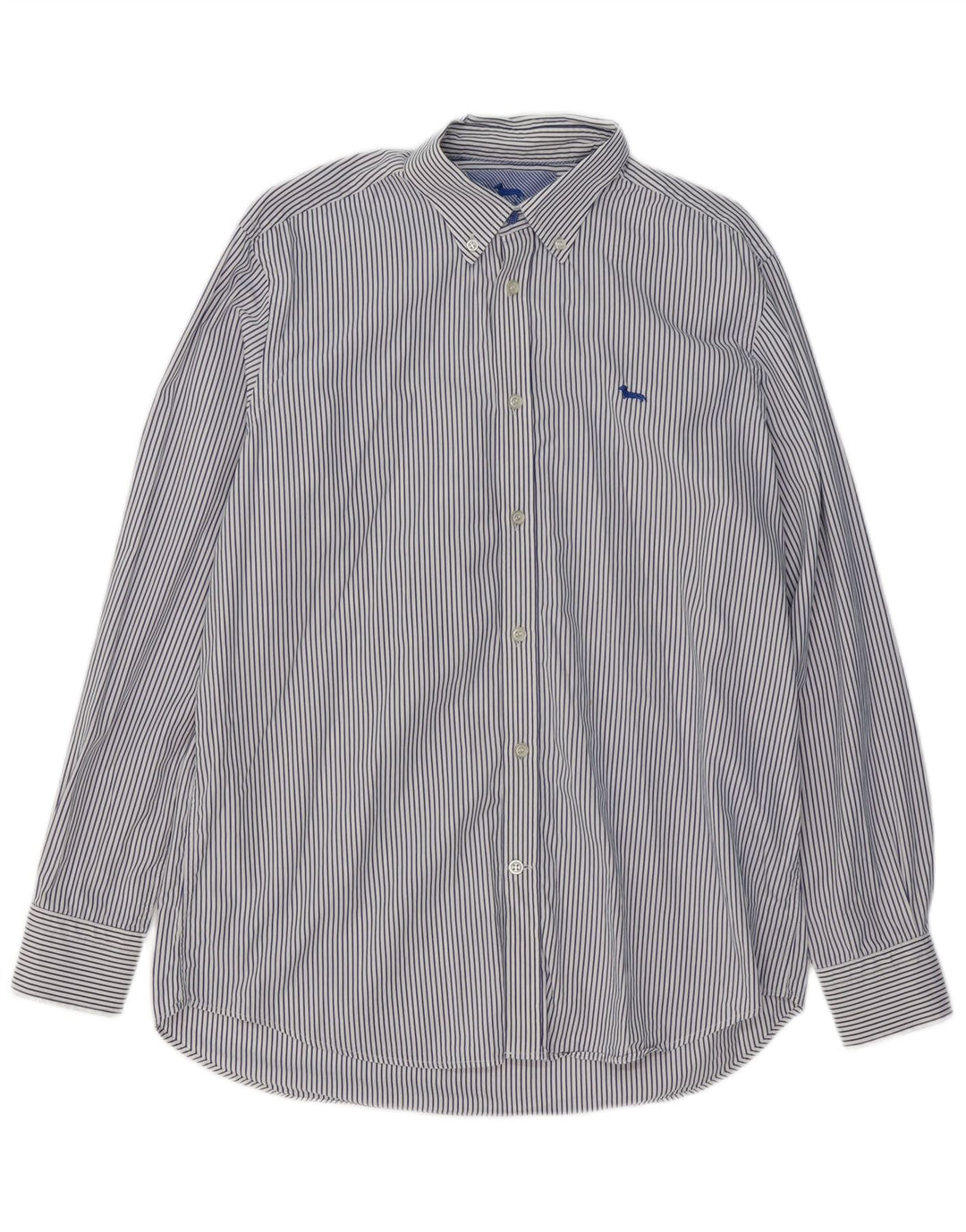 HARMONT & BLAINE Mens Regular Fit Shirt XL Blue Pinstripe Cotton