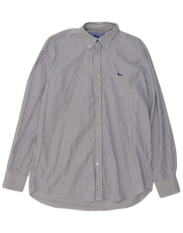 HARMONT & BLAINE Mens Regular Fit Shirt XL Blue Pinstripe Cotton