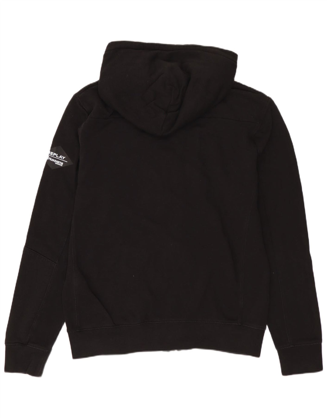 REPLAY Mens Husqvarna Graphic Zip Hoodie Sweater Medium Black Cotton