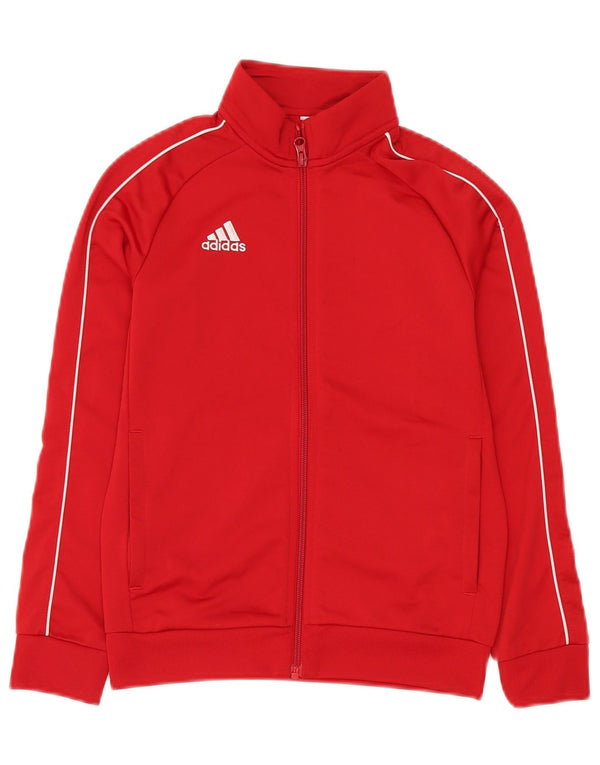 Adidas Boys Tracksuit Top Jacket 9-10 Years Red Polyester
