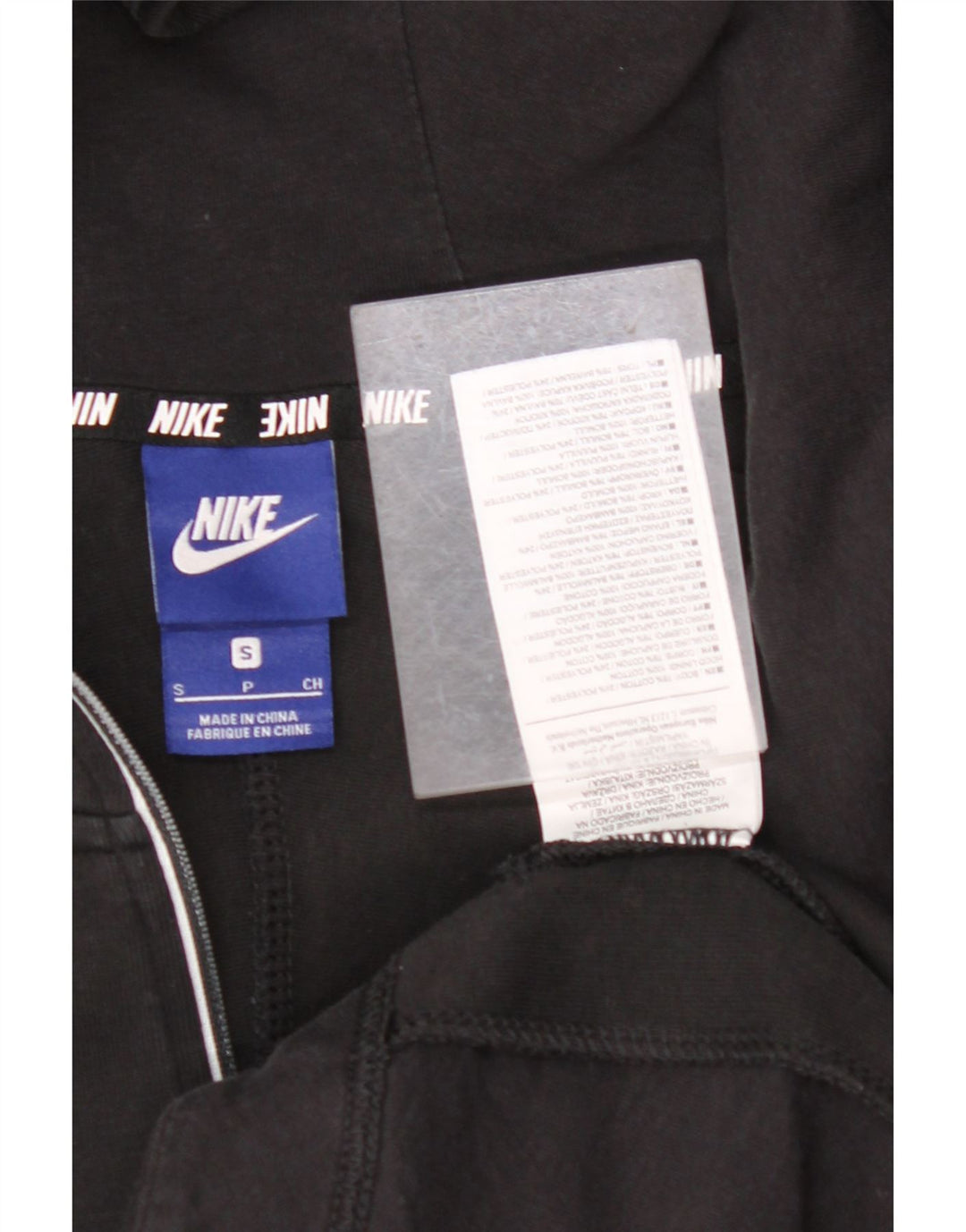 NIKE Womens Oversized Graphic Zip Neck Hoodie Jumper UK 10 Small Black