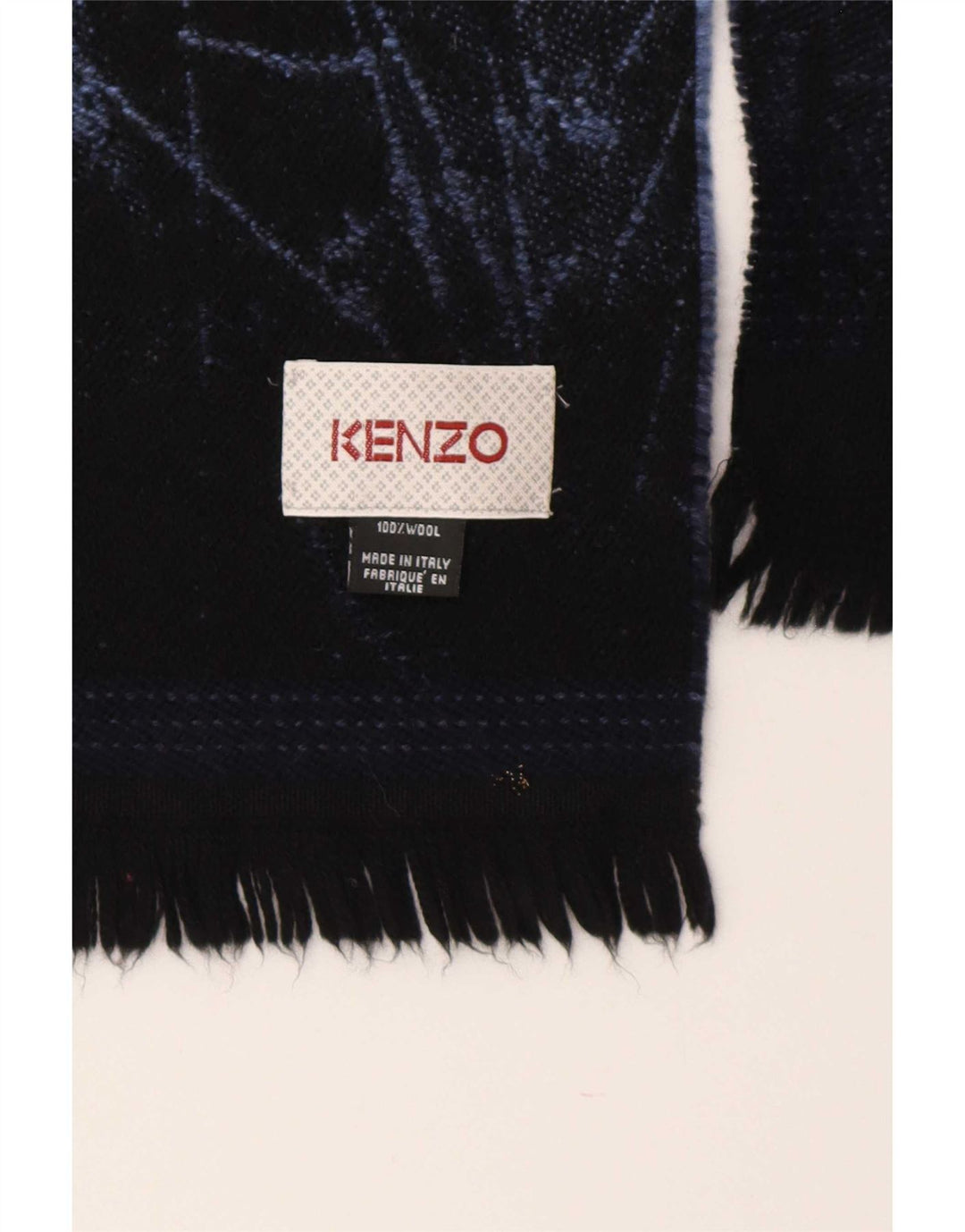 Kenzo Womens Abstract Pattern Rectangle Scarf One Size Navy Blue Wool