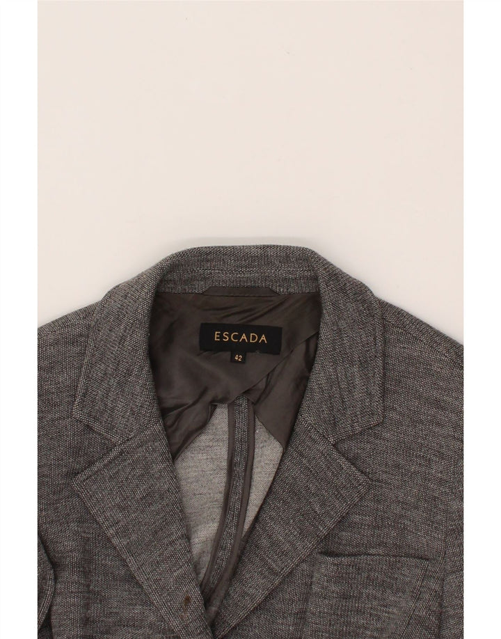 ESCADA Womens 5 Button Blazer Jacket IT 42 Medium Grey Lambswool Vintage Escada and Second-Hand Escada from Messina Hembry 