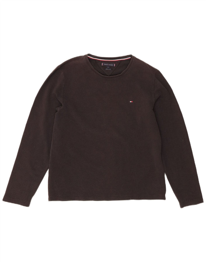 Tommy Hilfiger Womens Top Long Sleeve UK 16 Large Black Cotton