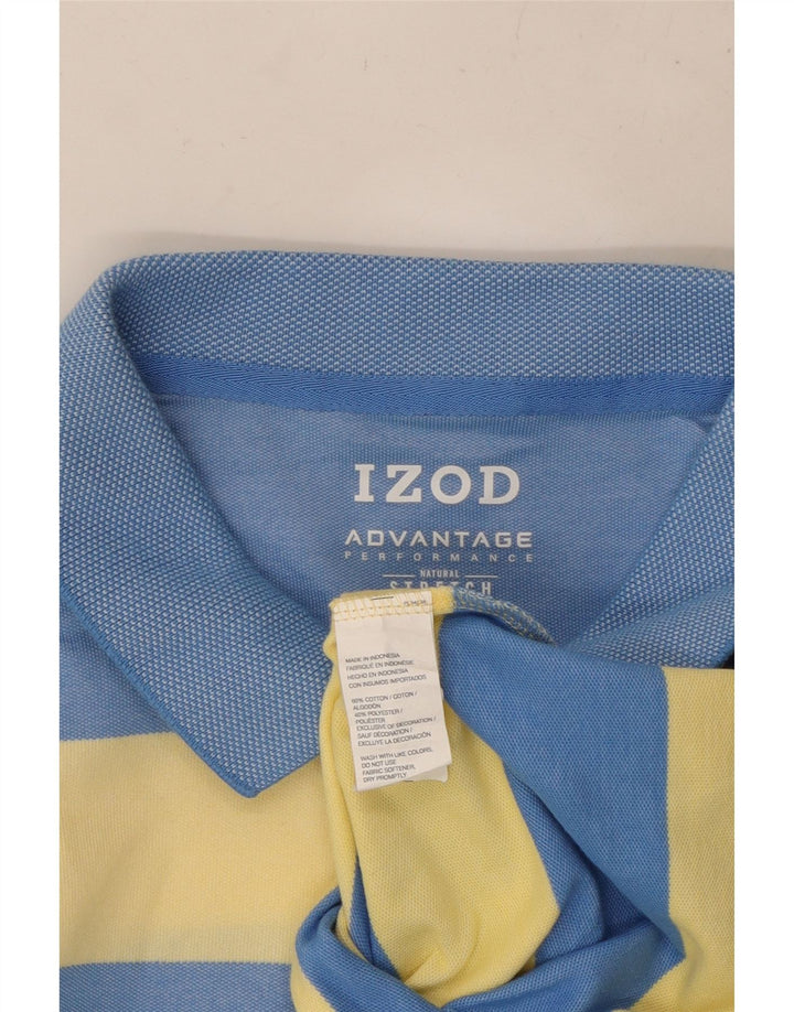 IZOD Mens Polo Shirt XL Blue Striped Cotton