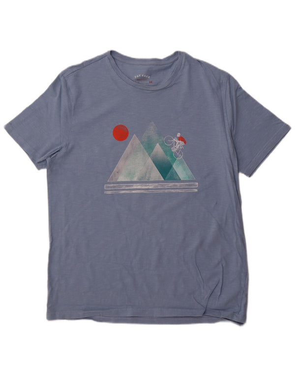 FAT FACE Mens Graphic T-Shirt Top XL Blue Flecked Cotton
