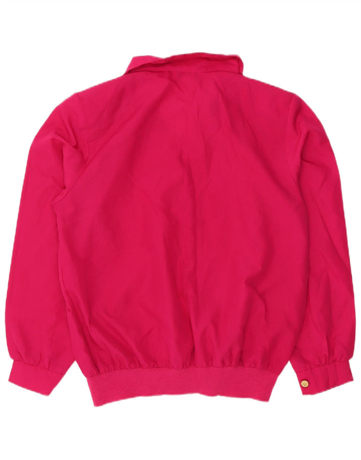 Vintage Womens Long Sleeve Oversized Blouse Top US 14 XL Pink Polyester