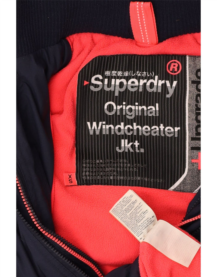 SUPERDRY Womens Windcheater Oversized Windbreaker Jacket UK 6 XS Navy Blue