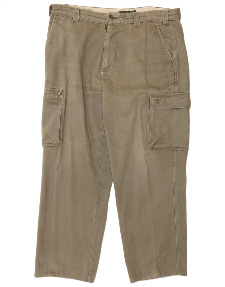 Timberland Mens Straight Cargo Trousers W36 L27 Beige Cotton