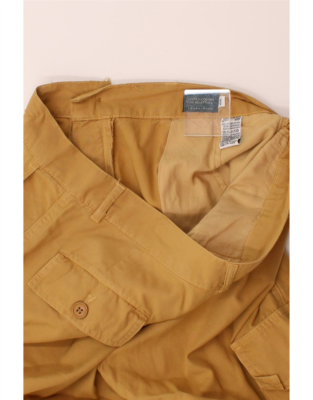 BENETTON Mens Pegged Cargo Trousers IT 48 Medium W32 L30 Yellow Cotton Vintage Benetton and Second-Hand Benetton from Messina Hembry 